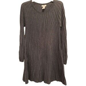 Max Studio Gray Sweater Dress Size Large Flare Skirt Knee Length Lantern Sleeves